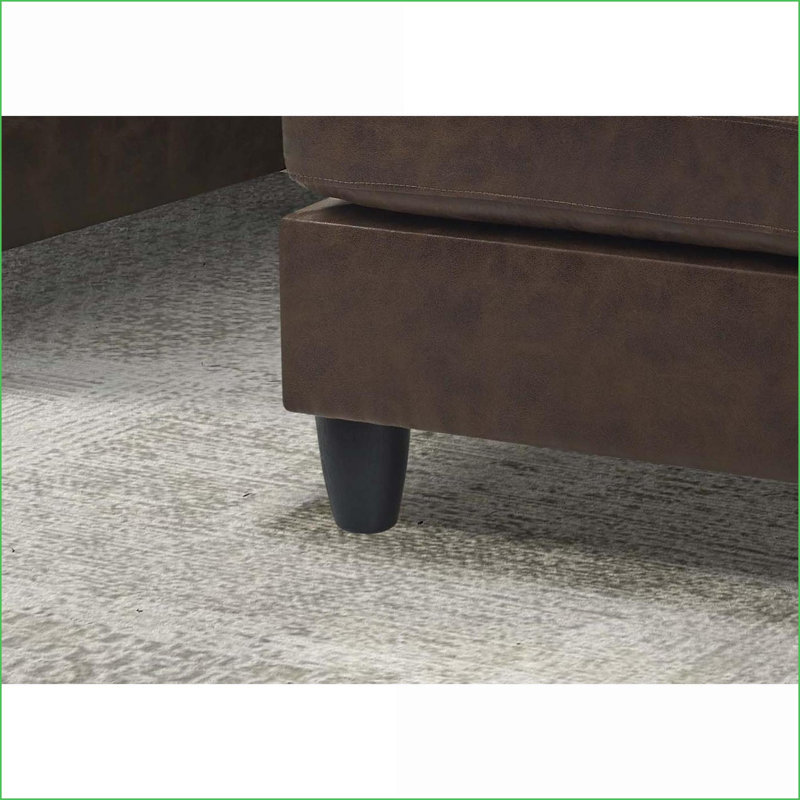 Repose-pieds, similicuir moderne avec dessus rembourré | Noir | Pieds en plastique