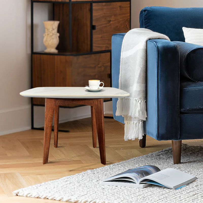 Table de bout Katherline, Blanc, Bois foncé