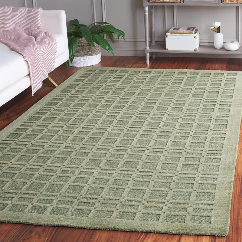 Tapis géométrique en laine / coton tissé à la main Keyjuan, Rectangle 8 po x 10 po