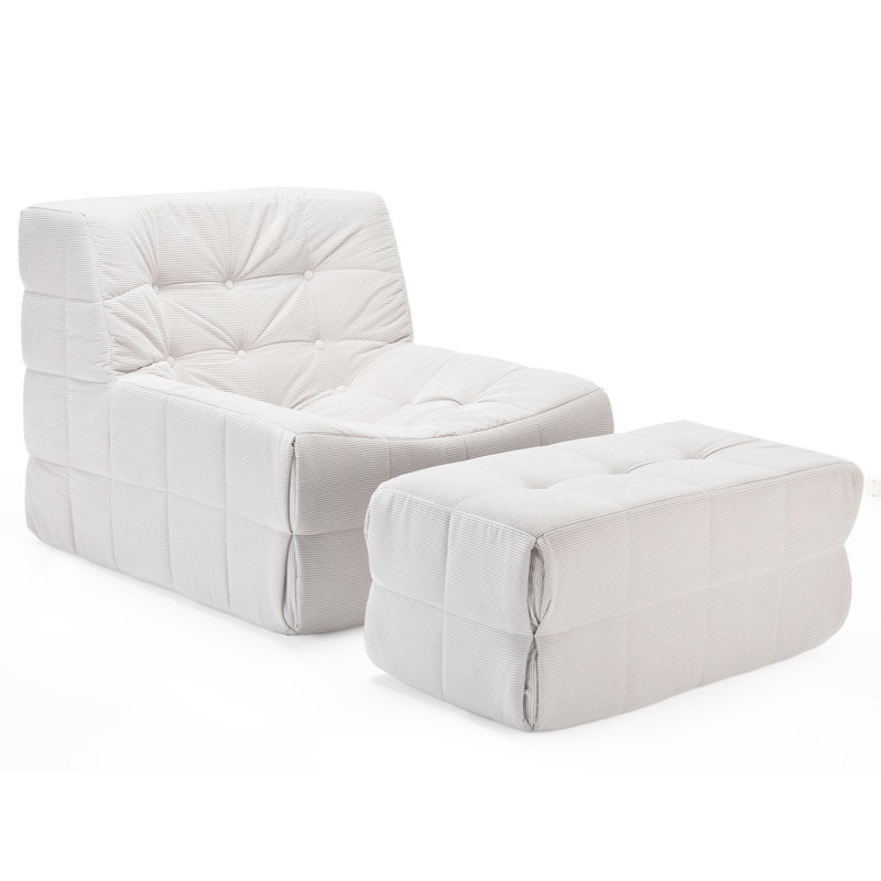 Fauteuil à billes pour adultes avec repose-pieds, fauteuils à billes surdimensionnés avec mousse à mémoire de forme haute densité, canapé confortable avec tête, cou, dossier, soutien lombaire, hanche pour le salon et la chambre à coucher