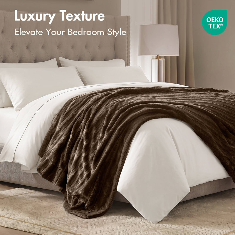 Duke Brown Long Fur Dual-Sided All Season 50x60" Throw, Brown