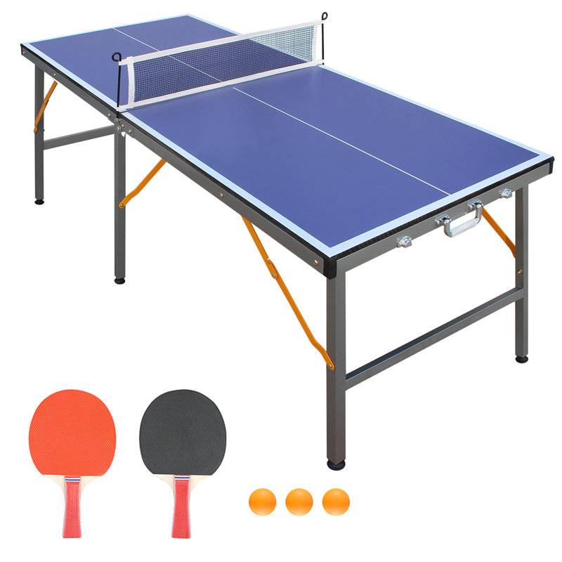 Mid-Size Table Tennis Table Foldable & Portable Ping Pong Table Set for Indoor Games with Net