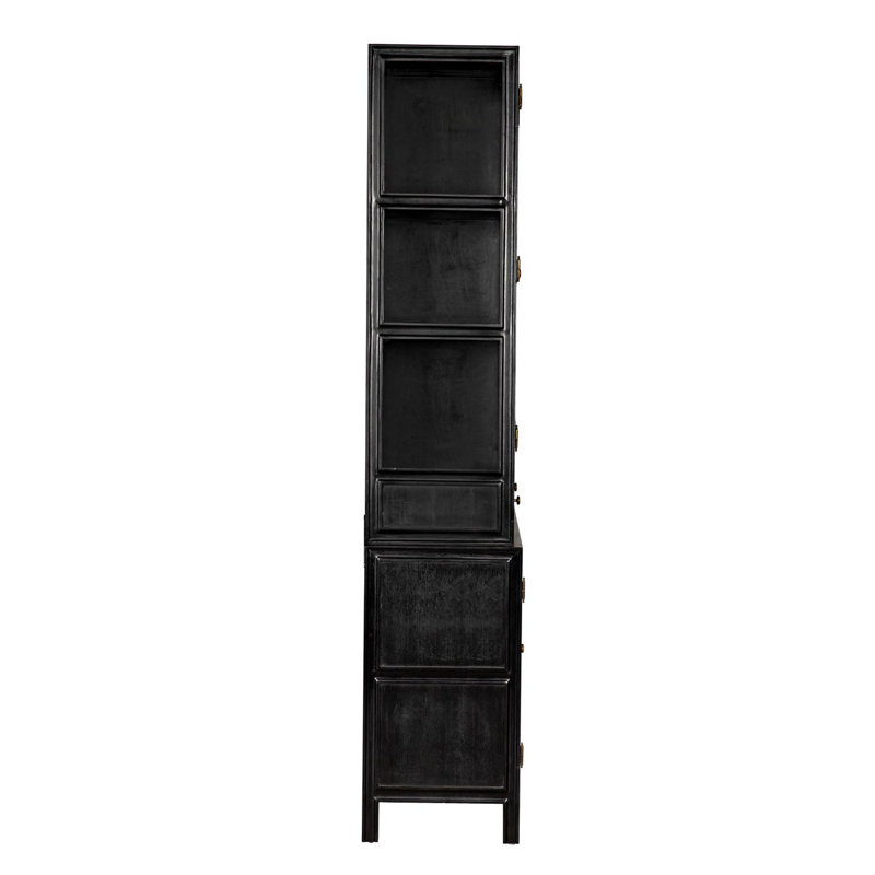 Colonial Solid Wood China Cabinet, Hand Rubbed Black