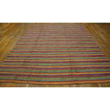 Vintage Braided American Multicolor 1950s Striped Mid Century Rug