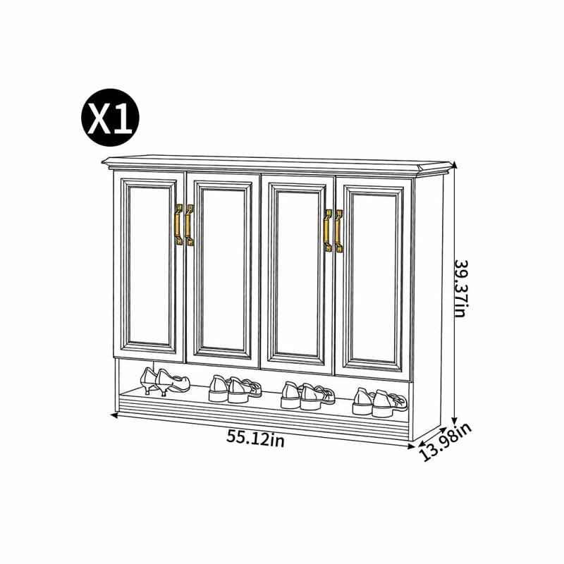 35 Pair Shoe Storage Cabinet, 39.37" H x 55.12" W x 13.98" D