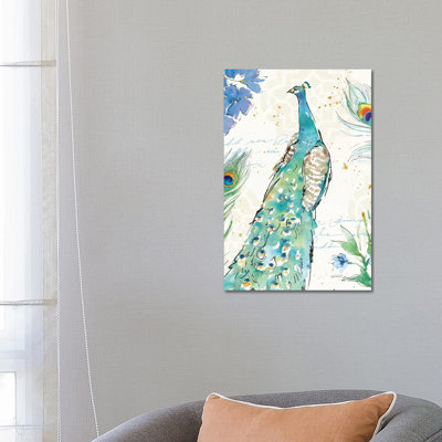 Peacock Garden I by Anne Tavoletti - Wrapped Canvas Painting