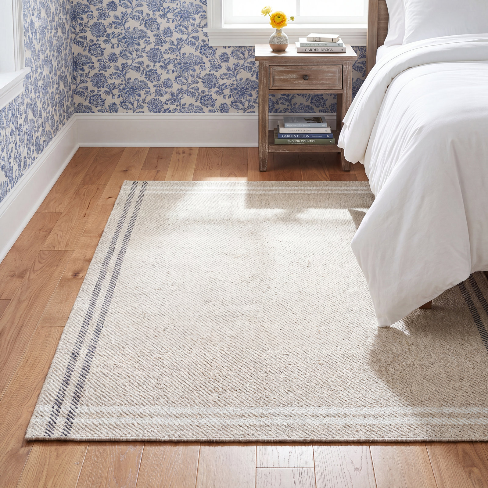 Lavande Hand-Woven Ivory Rug, Rectangle 3'6" x 5'6"