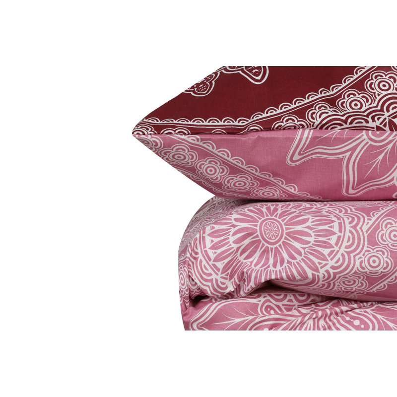 Ensemble de housse de couette 3 pièces en microfibre rose / rouge / vert Olguin