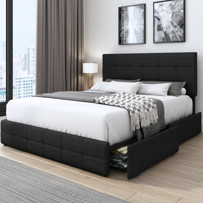 3 Piece Bedroom Set, 4-Drawer Storage Platform Bed, 2 Nightstands by Ebern Designs