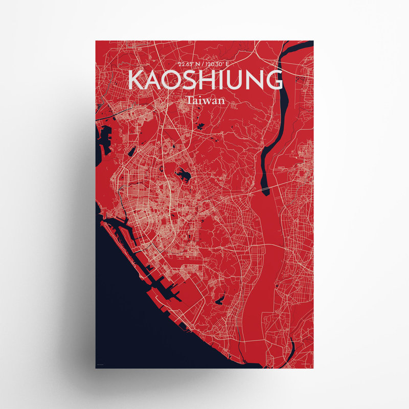 Kaoshiung City Map In Nautical - No Frame Print, 36cm H x 24cm W x 0.05cm D