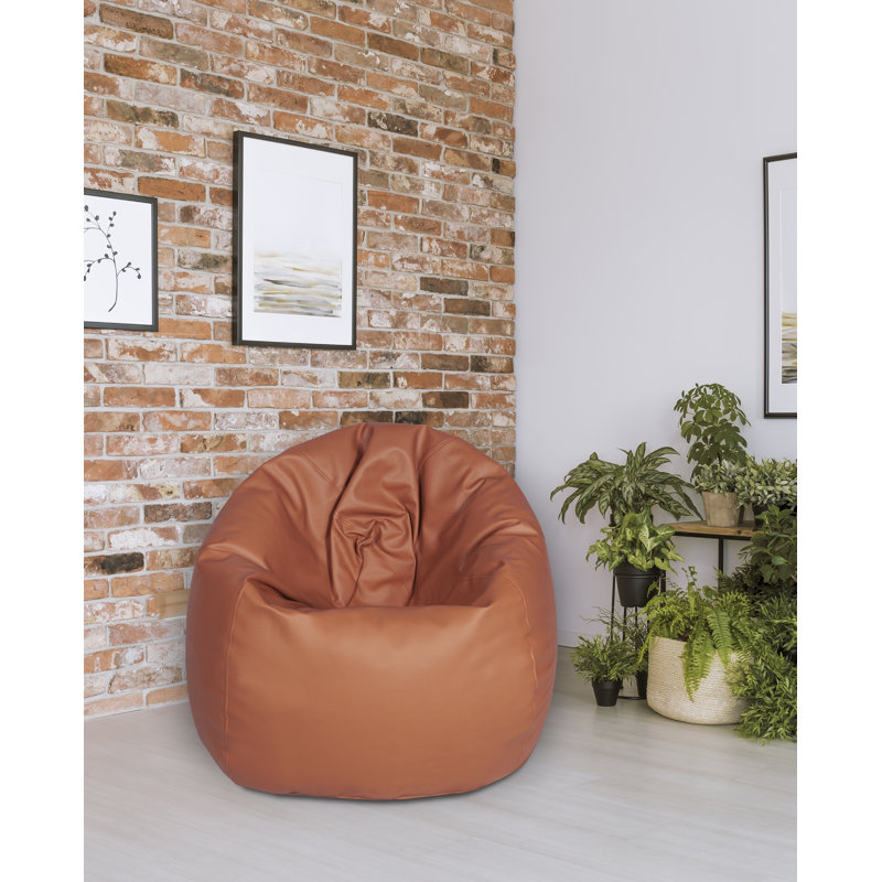 Fauteuil à billes Teardrop, Similicuir brun clair caramel