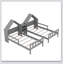 Lit plateforme double avec tête de lit en forme de maison et table de chevet intégrée-995812380