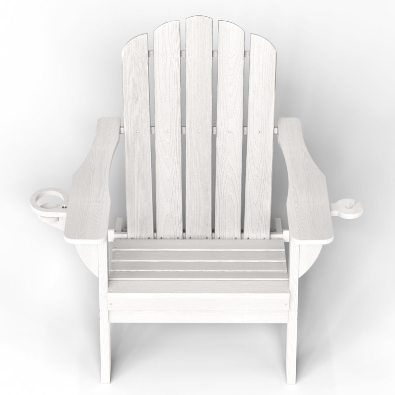 Oversize Foldable Adirondack Chair HDPE Weather-Resistant Firepit Chair With Cup Holder, White