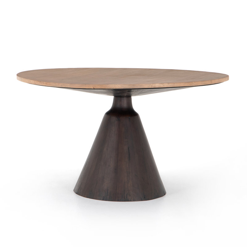Bronx Round Dining Table, Light Brushed Parawood/Dark Brown