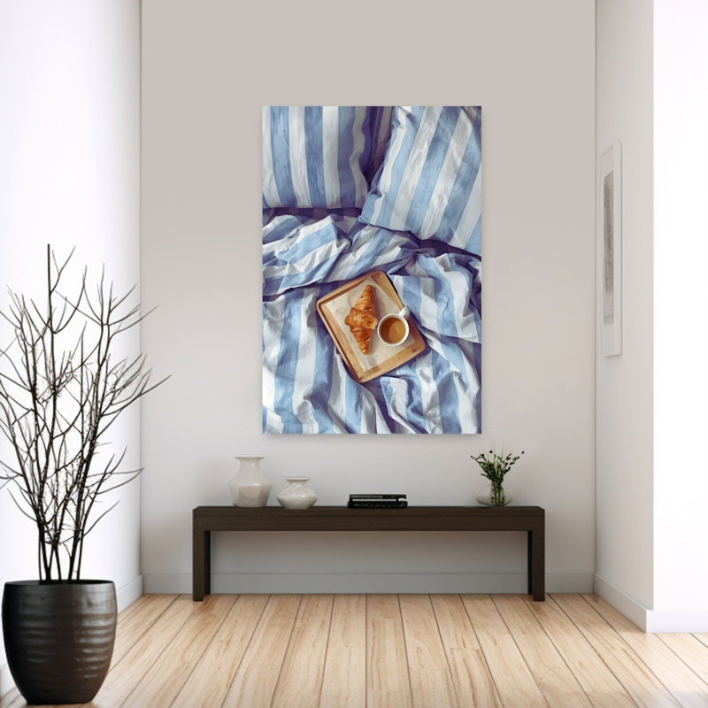 «Cozy Breakfast In Bed», reproduction d'art mural contemporain, H 60 po x l 40 po