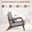 Chaise d'appoint rembourrée avec accoudoirs et pieds en bois d'hévéa Modern-1055320817