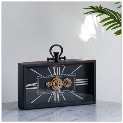 Decorative and Gold Gear Table Clock with Silent Movement, Perfect for Steampunk and Modern Interiors