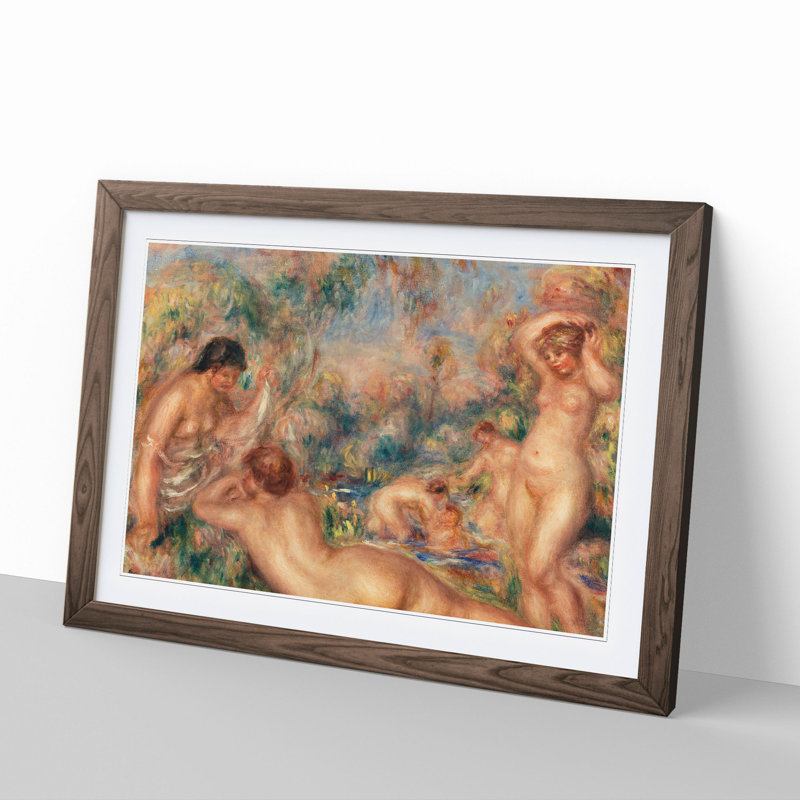 Bathers by Pierre-Auguste Renoir - Picture Frame Painting, 27cm H x 36cm W x 2cm D, Walnut