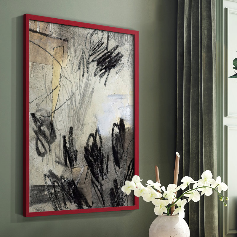 «Masked Notes IV», reproduction encadrée - bois massif, Rouge, H 10 po x l 8 po