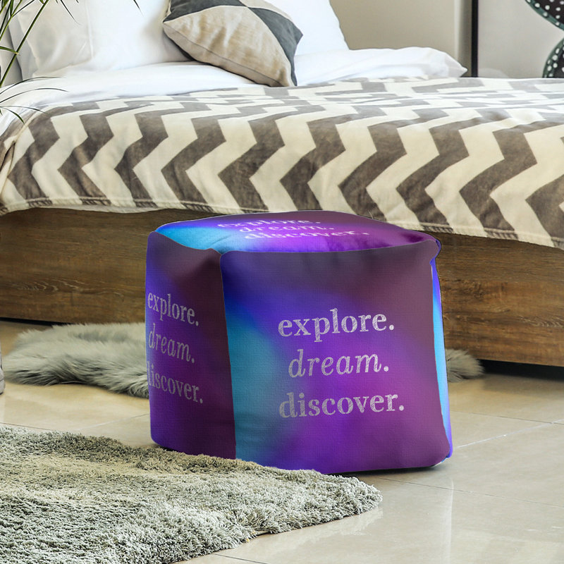 Upholstered Ottoman, Blue/Purple