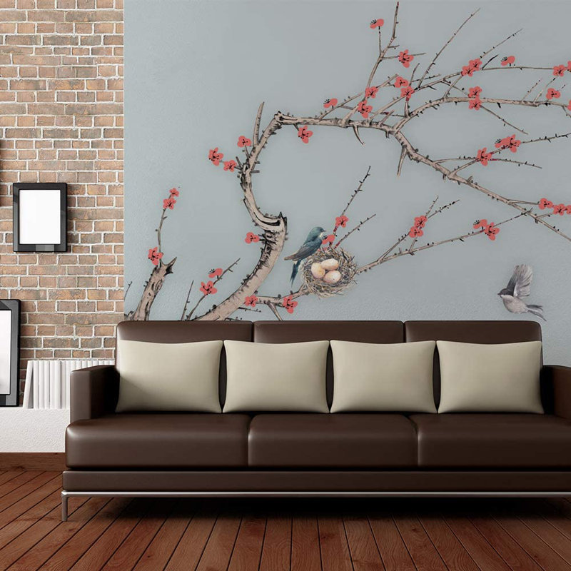 Murale lisse de style chinois, L 100 po x L 12 pi