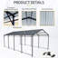 Abri de voiture extérieur robuste en métal 12 * 21 pi, stable sur diverses surfaces, idéal pour les Concerts galvanisés protège les véhicules des intempéries, Structure boue