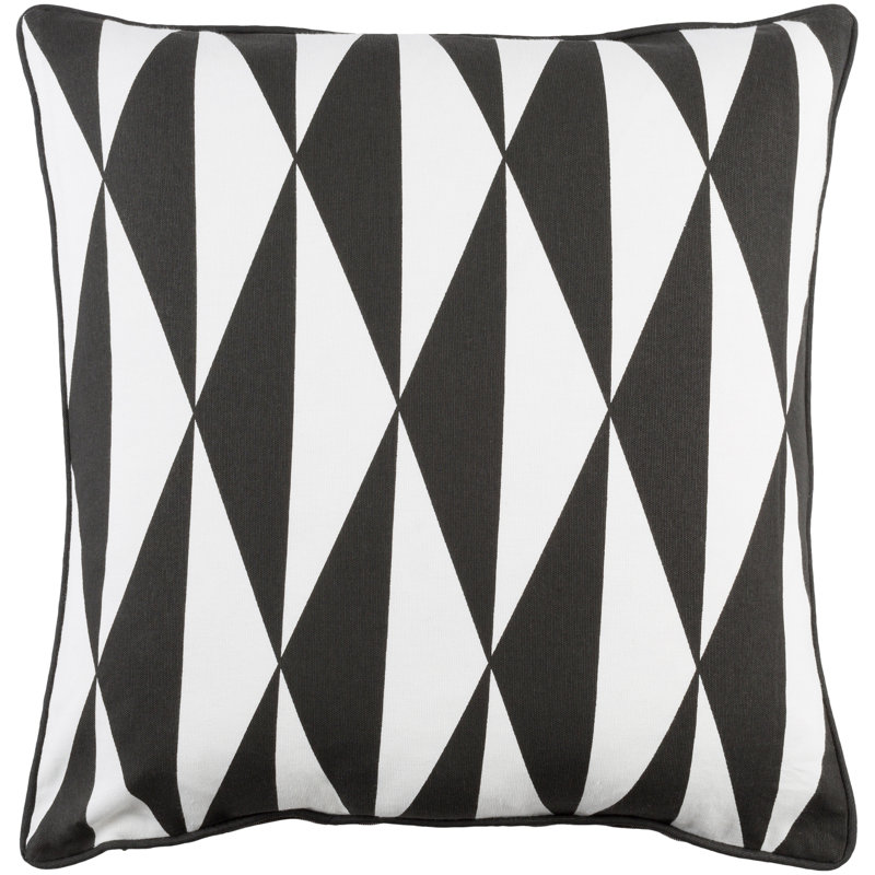 Inga Geometric Cotton Throw Pillow, Black/ White, Down/Feather