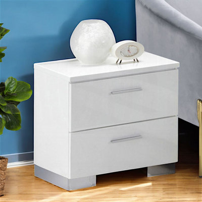 Corsair Nightstand with White & Chrome Legs