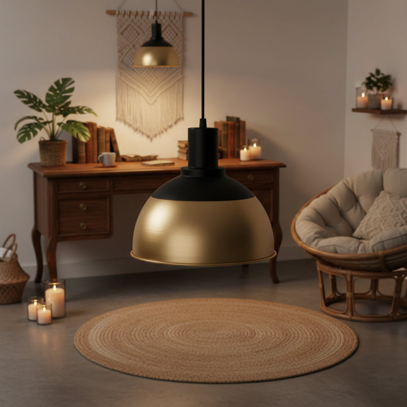 Luminaire suspendu simple en métal à hauteur réglable