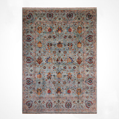 Tapis en laine et coton gris noué à la main Original Original