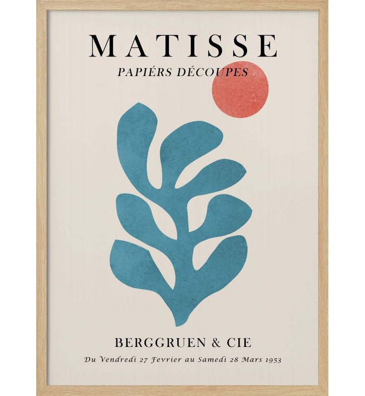 "Matisse floral", art mural texturé encadré, Beige, H 48 po x l 36 po
