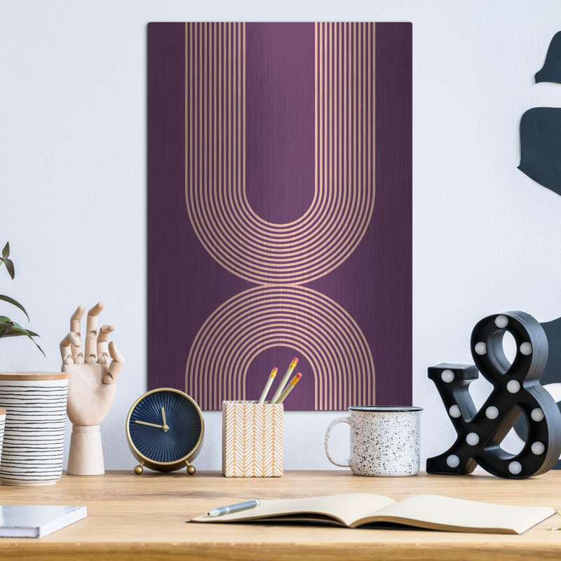 Art mural en métal Lark Manor ™ «Mid Century In Pink And Mauve» par Incado, H 16 po x l 12 po