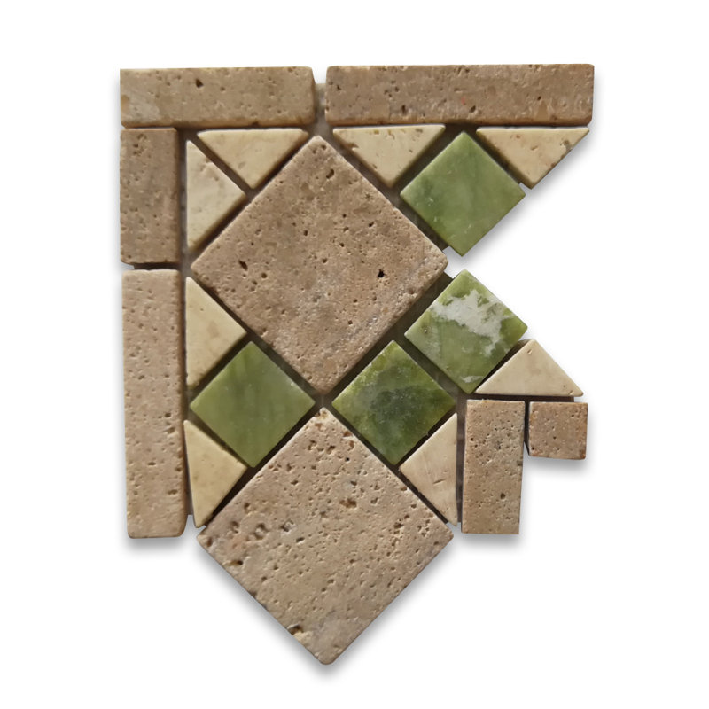 Carrelage mural en mosaïque 8 po x 8 po, Jaune / beige / vert