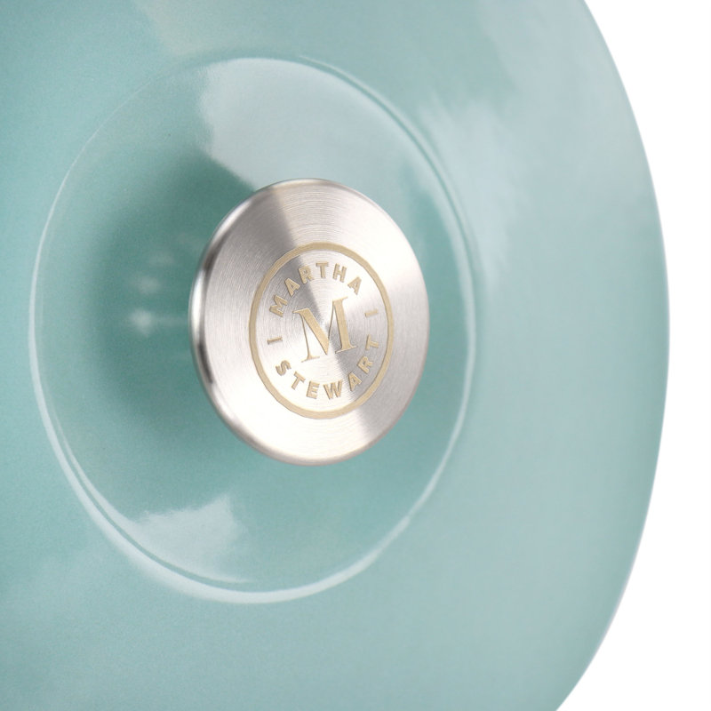 Ensemble de 3 cocottes en fonte émaillée avec couvercle en turquoise émaillée Martha Stewart