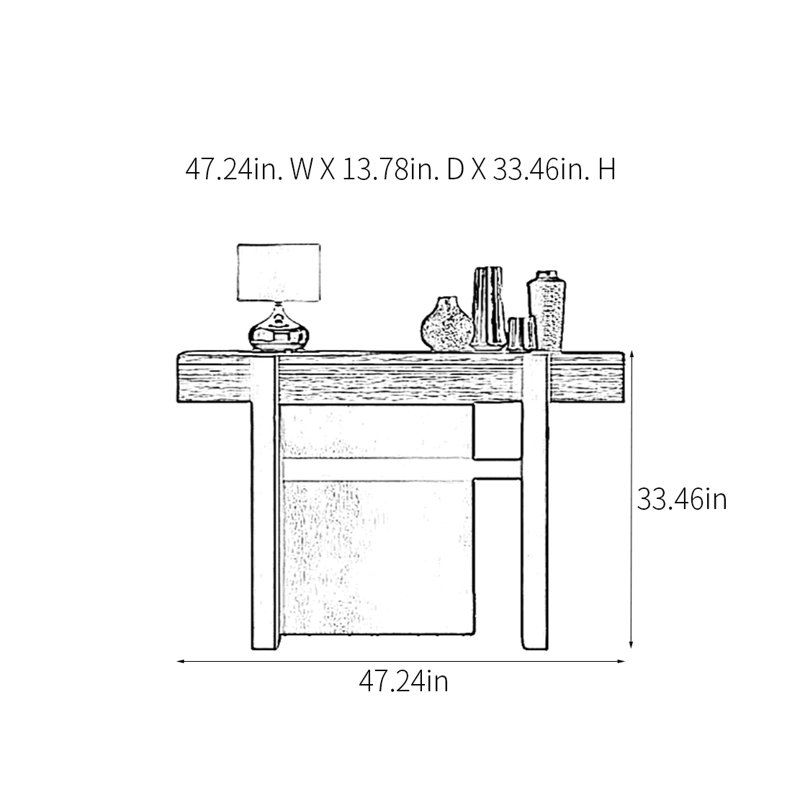 Console Retro Elegant Art, H 33,46 po x l 47,24 po x P 13,78 po
