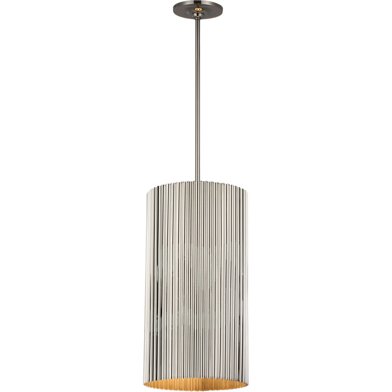 Marie Flanigan Rivers Small Fluted Pendant, 55.5" H x 11" W x 11" D, Polished Nickel