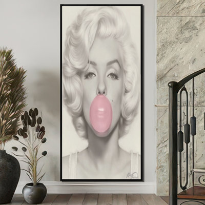 «Pink Grey Marilyn Pop Art Portrait», reproduction sur toile, art mural rose Pop culture