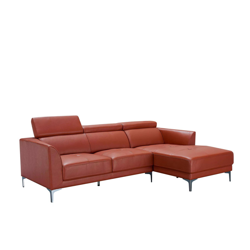 Purtee Upholstered L-Shaped Sectional, Right Hand Facing, Orange