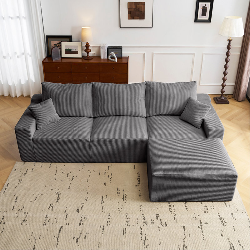 Canapé modulaire en L «110», Gris, H 24 po x l 110 po x P 74 po