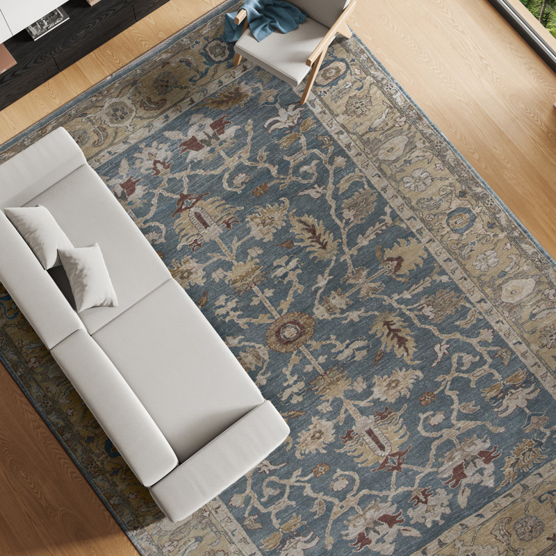 Ziegler Wool Oriental Area Rug in Blue/Beige/Green
