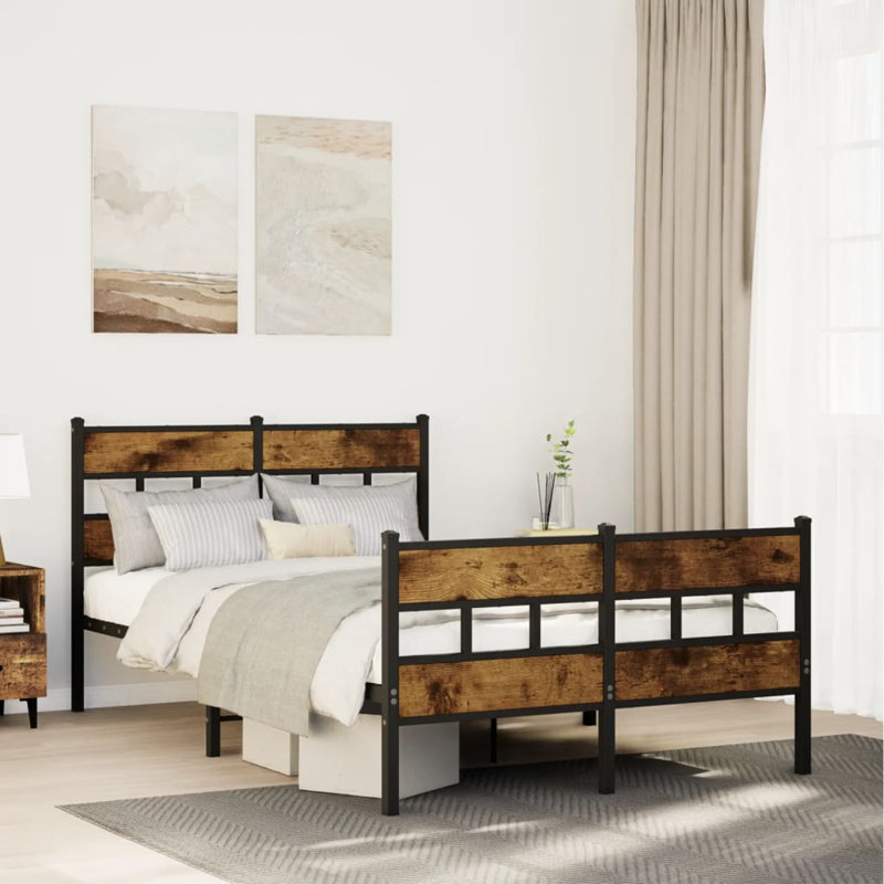 Borough Wharf Metal Bed Frame Without Mattress , Smoked Brown, 91.5cm H x 196cm W x 125cm D