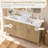 55" Fully Assembled Double Bathroom Vanity Set With Solid Surface White Granite Top and Backsplash