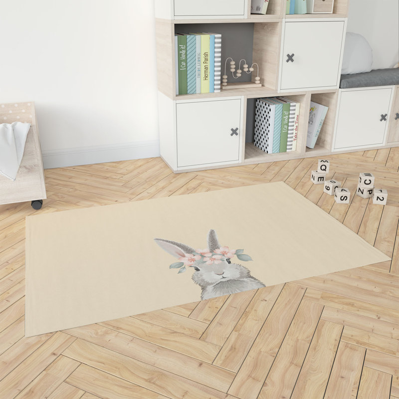 Bunny Kids Play Mat, Yellow, Rectangle 2' x 3'