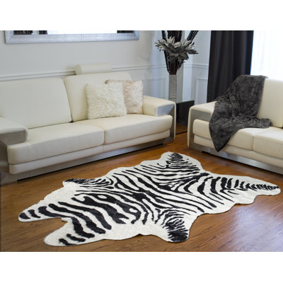 Tapis zébré 63 po x 90 po noir et blanc