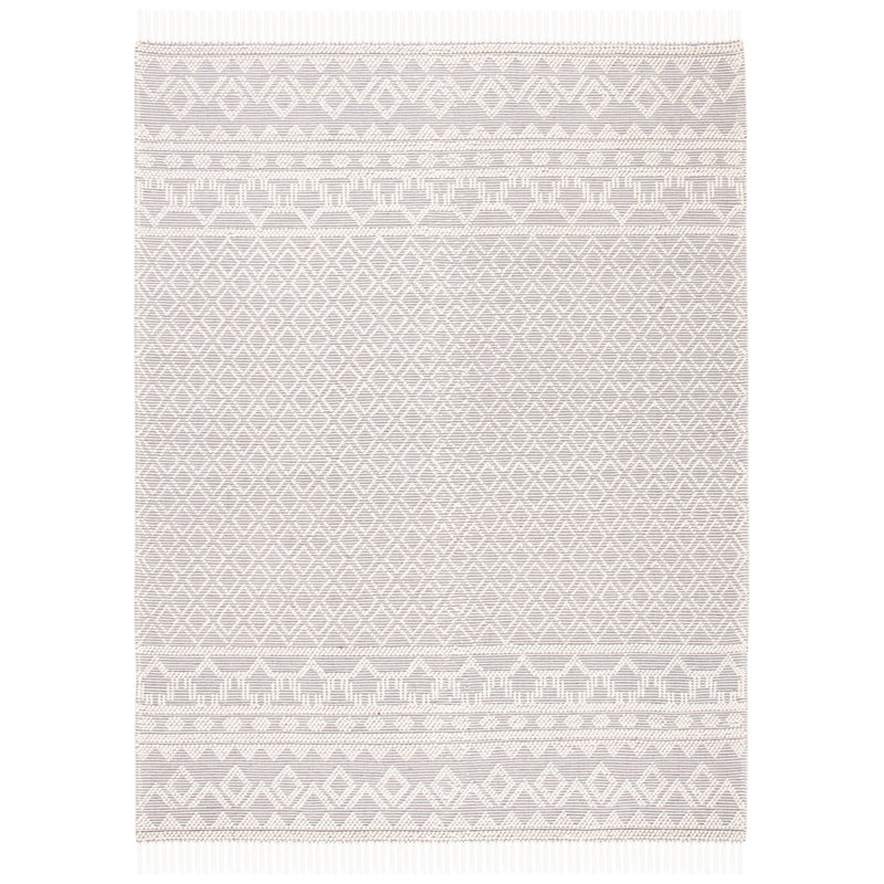 Mcguigan Natura Hand Loomed Wool/Cotton Southwestern Rug in Ivory/Gray, Rectangle 8' X 10'
