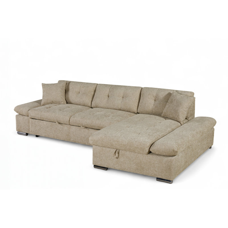 Aayush 4 Seater Sofa Bed, Beige, Right Hand Facing