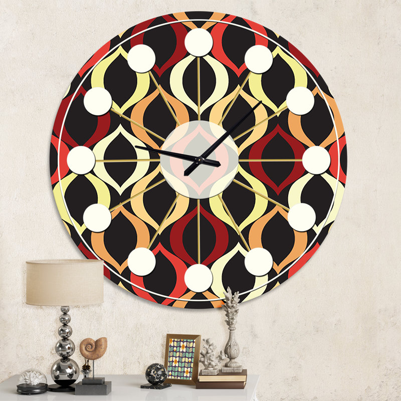 Horloge murale abstraite à motif géométrique rétro de conception rétro Mid-Century, Moyenne