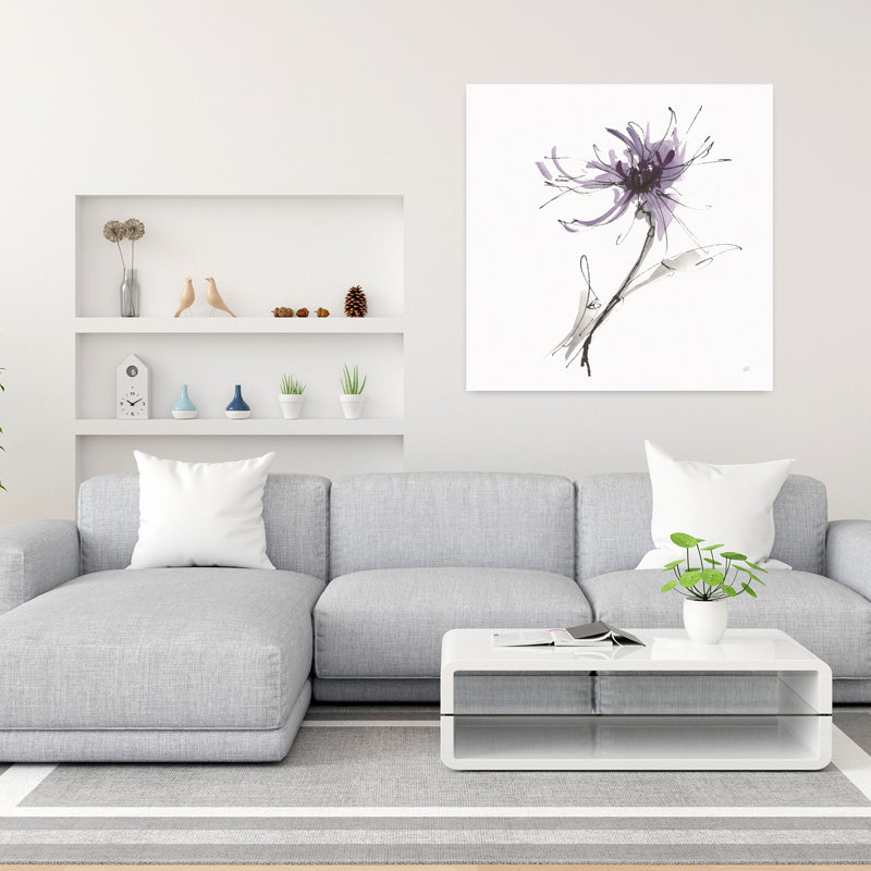 «Midnight Mum I», art contemporain de fleur de chrysanthème, H 36 po x l 36 po