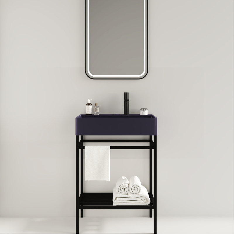 Meuble-lavabo de salle de bain Modern, Noir, Mauve