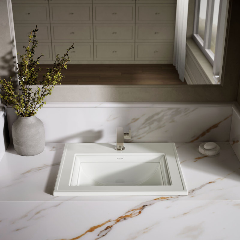 Memoirs Stately Drop-in Bathroom Sink, Dune, Single Hole